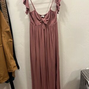 Magnolia Boutique Dusty Rose flowy maxi dress with straps and drop shoulder